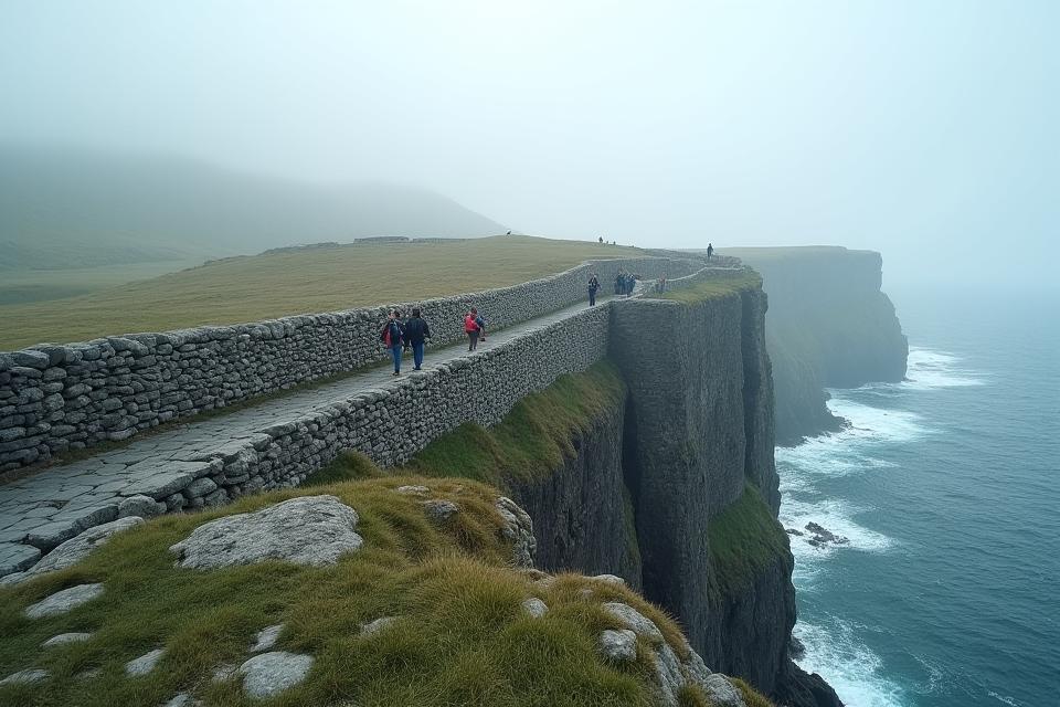 Tourists at Dun Aengus Aran Islands